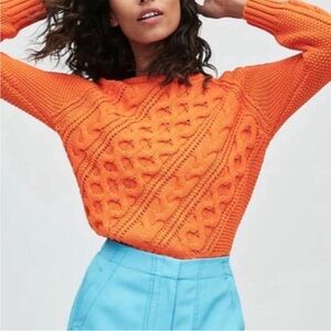 NWOT J. Crew DIAGONAL CABLE-KNIT CREWNECK SWEATER